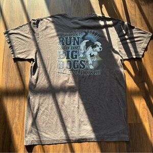 Vintage 2006 Big dogs Graphic Tee with nice back hit— Grey with Blue/White Print